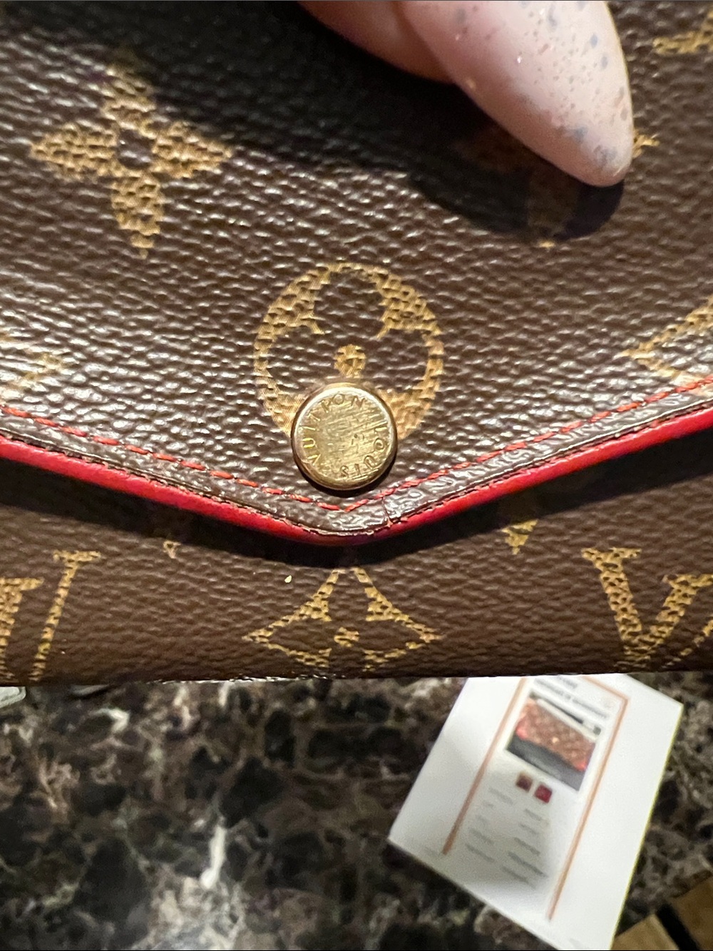 🔥🔥🔥Louis Vuitton Brown Monogram Envelope Wallet with Red Trim with 2 COA! - Picture 5 of 15